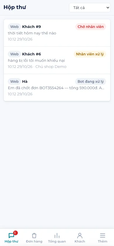 Hộp thư trên điện thoại