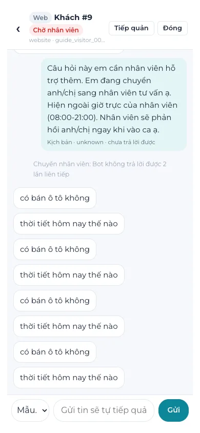 Chat với khách trên điện thoại